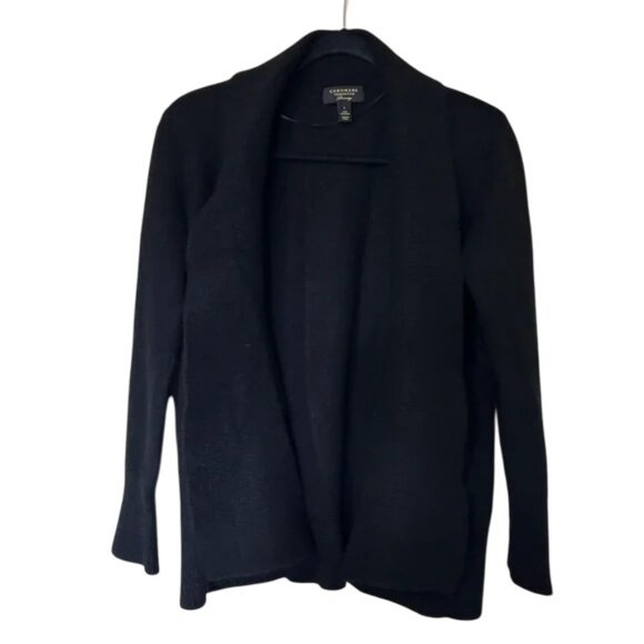 Charter Club black cashmere open front cardigan sweater size L - Picture 2 of 6